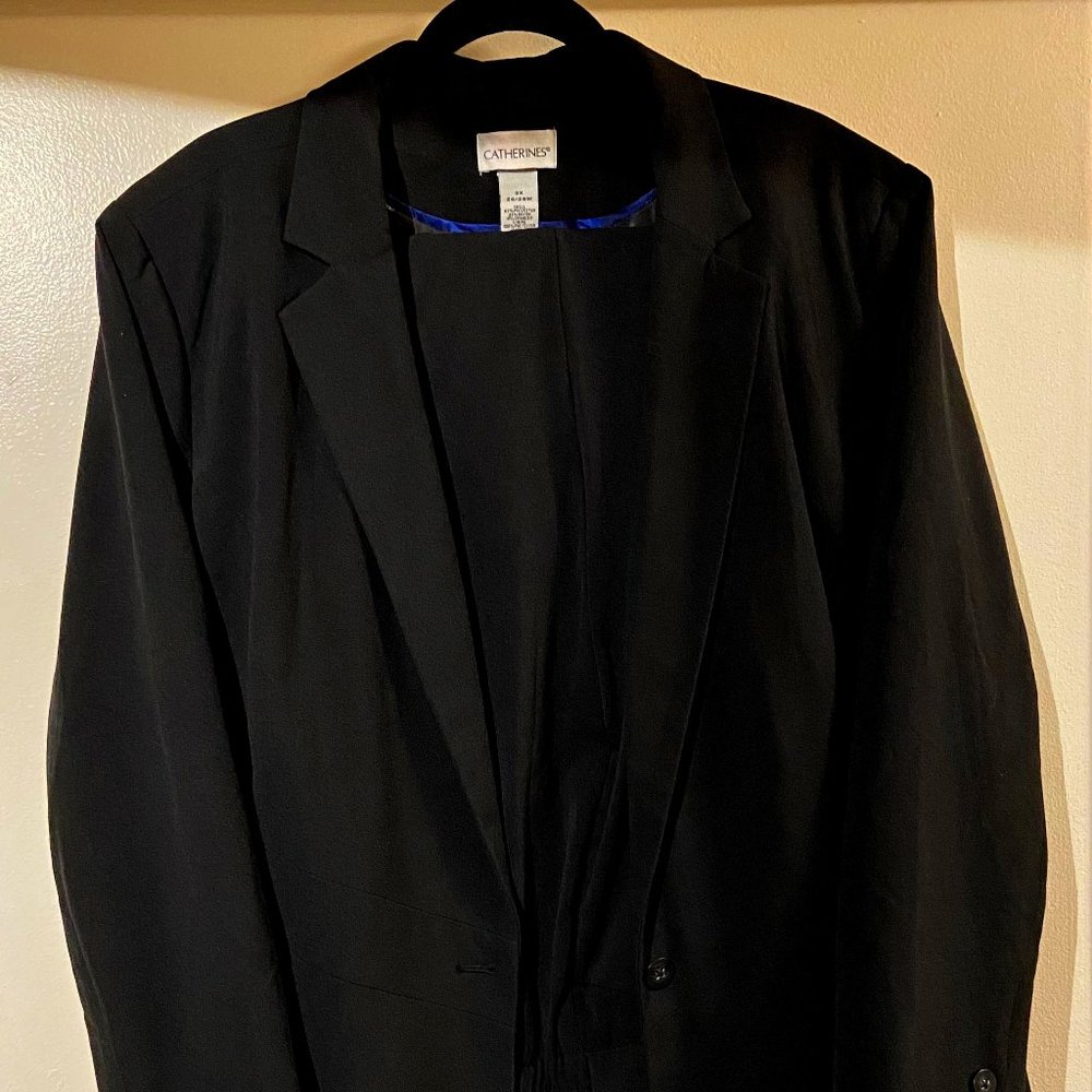 Black Pant Suit Catherines Jacket 3X Pants Size 28W
